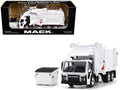 Mack LR Refuse Garbage Truck with McNeilus Meridian Front Loader White with Trash Bin 1/64 Diecast Model by DCP/First Gear  free shipping USA